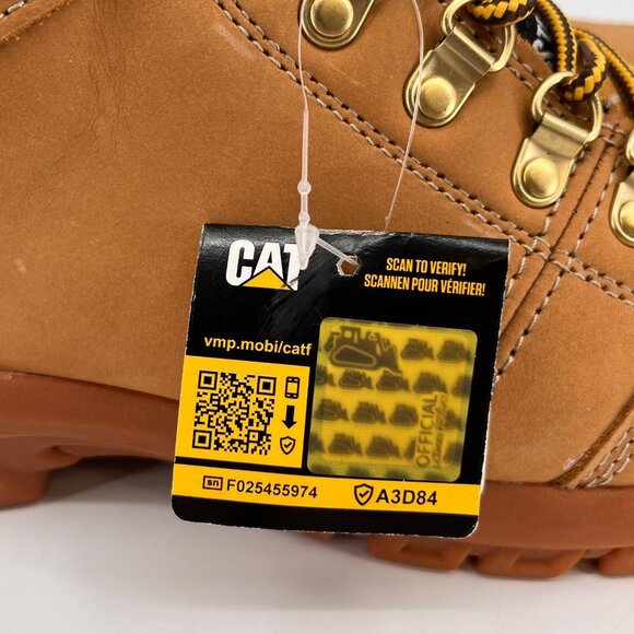 Caterpillar Outline ST Steel Toe Work Boot Size 10 Honey Full Grain Leather - Picture 16 of 16